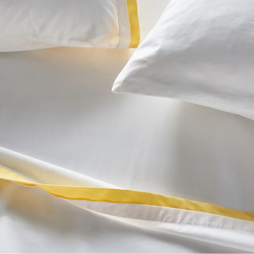 Duvet + pillow covers Tipped contrast percale duvet cover‎ Yellow & White